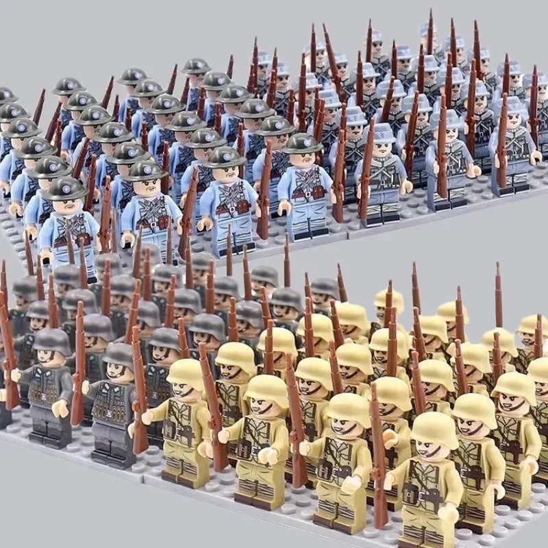 دمية الحرب العالمية الثانية دمية بشرية ألمانية بثمانية اتجاهات لبنات بناء جندي ألعاب مجمعة للأطفال