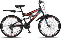 Mountain Bike in 24 and 26 Inch Bicycle for Boys Girls Women Men 21 Speed Full Suspension, Black/Blue/Orange