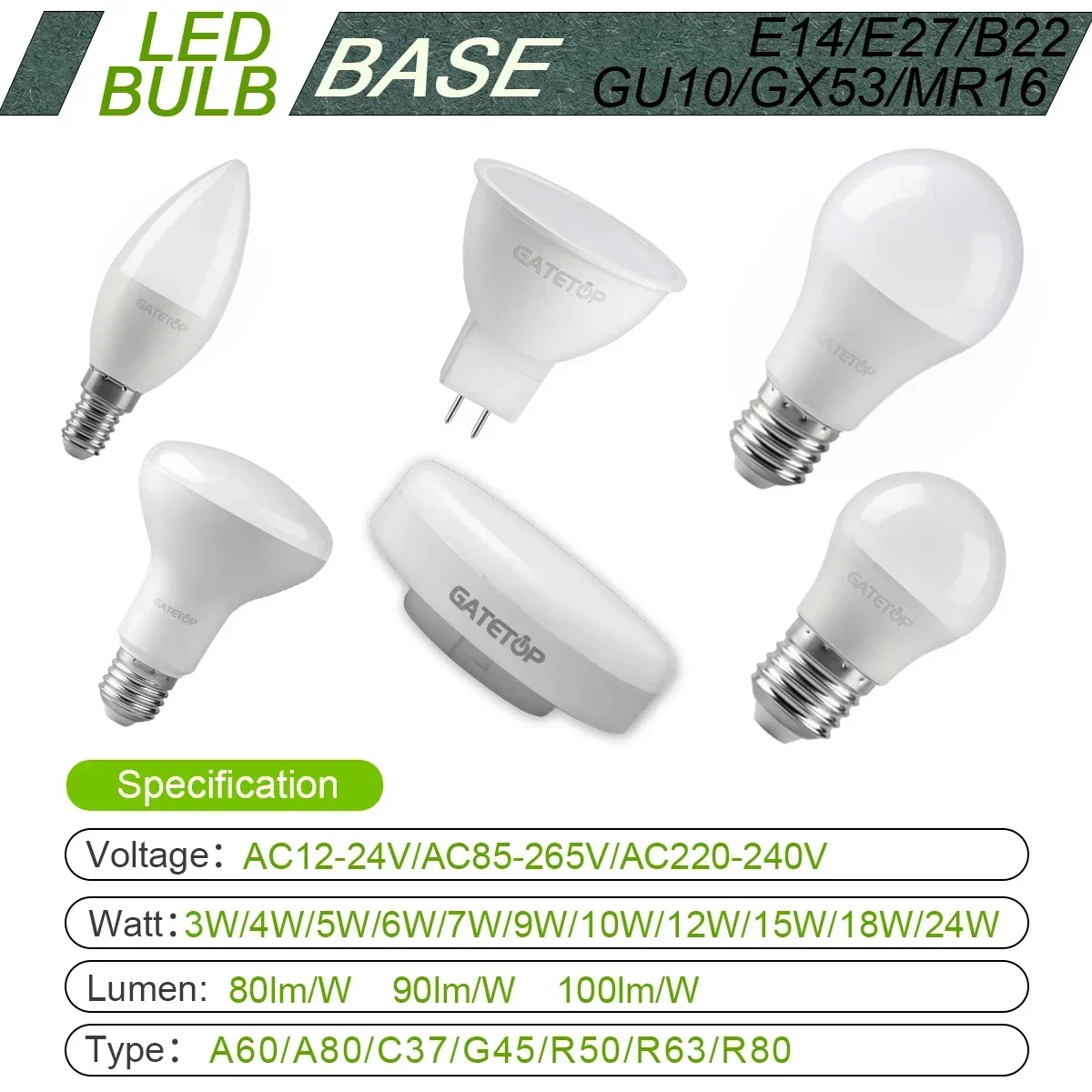 

3/6/8/10 LED Light Bulb Spotlight AC 220V 24W 18W 15W 9W LED Bulb Energy Saving LED High Lumen E27 GX53 GU10 for Living Room