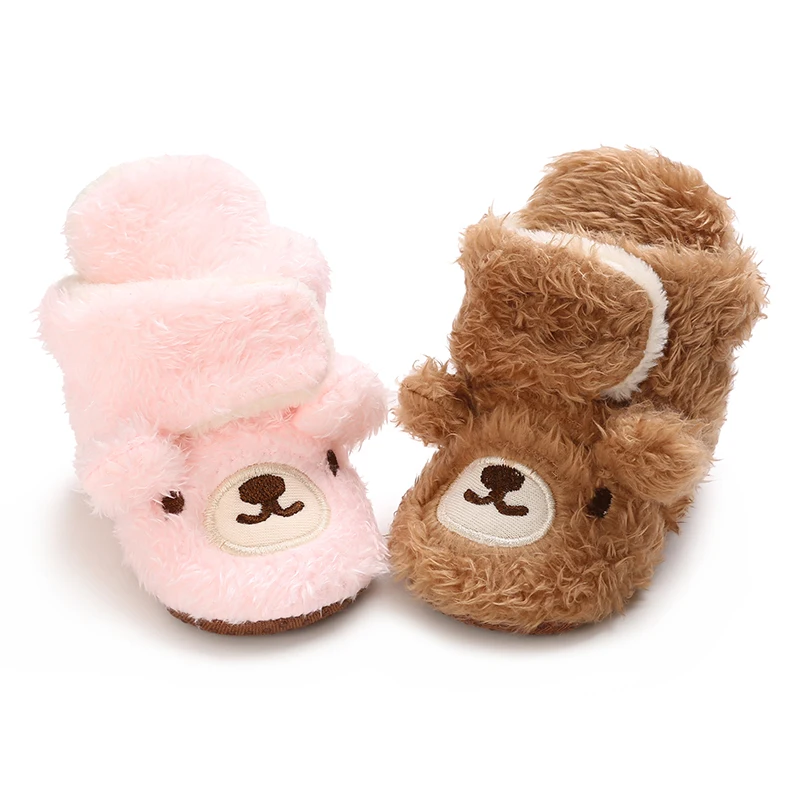 

Милые тапочки для малышей в возрасте 0–18 месяцев, подходят для осени и с плюшевой подкладкой для тепла, мягкая подошва для комфорта