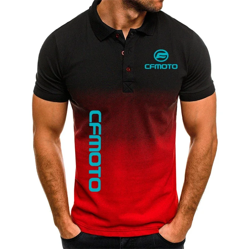 Zomer Nieuw Poloshirt 3d Gradiënt Cfmoto Print Hiphop Straat Heren Shirt 2024 Comfortabele Harajuku Y 2K Oversized T-Shirt