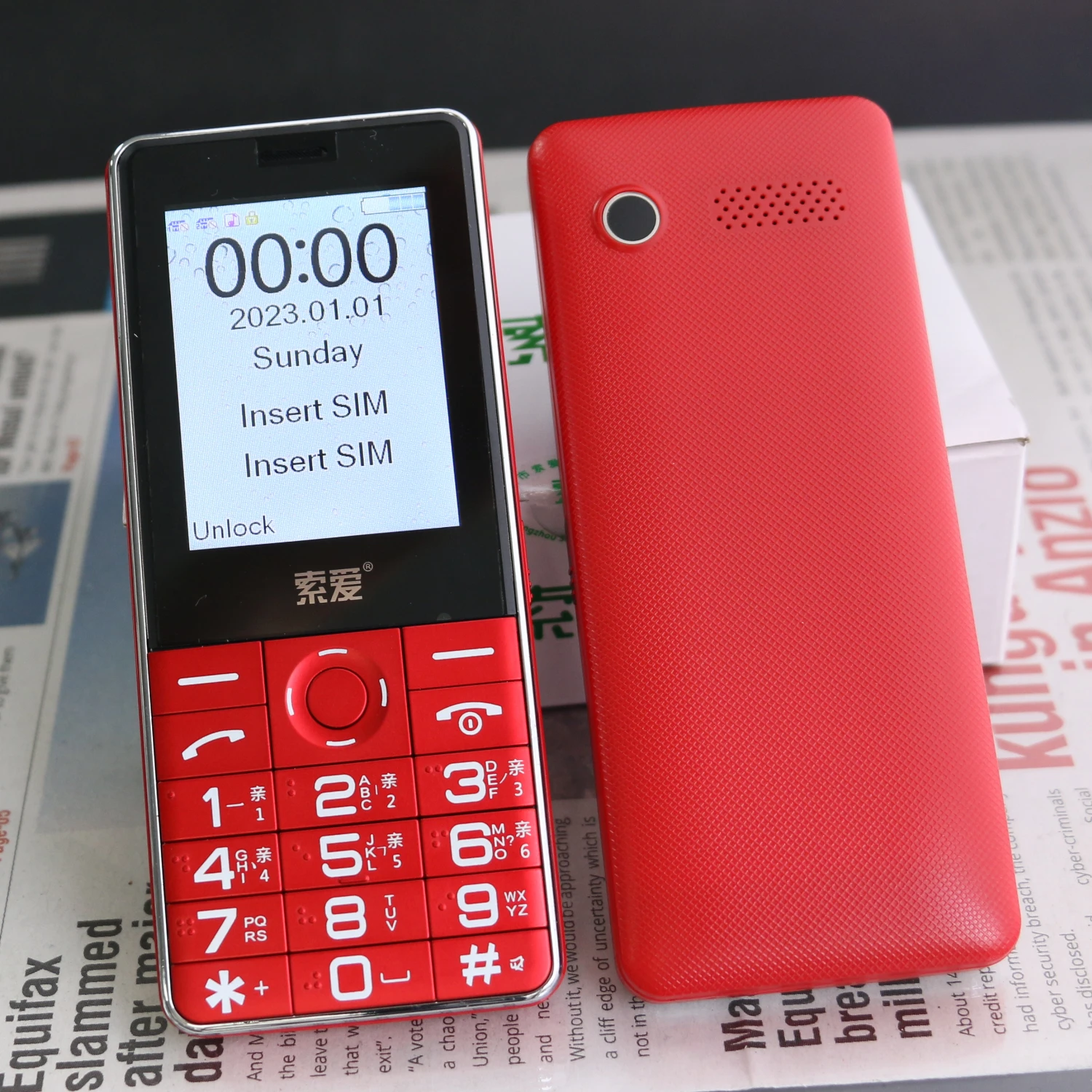 2G GSM Cheap Elderly Slim Mobile Phone Blind-Friendly Key Large Battery Long Standby Dual Flashlight SOS Call Blacklist Speed