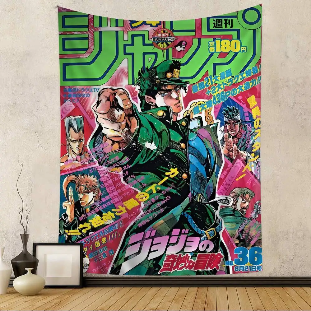 Anime JoJo Bizarre Adventure Retro Tapisserie Kunstdruck Günstige Hippie Wandbehang Wandteppiche Mandala Art Home Decor