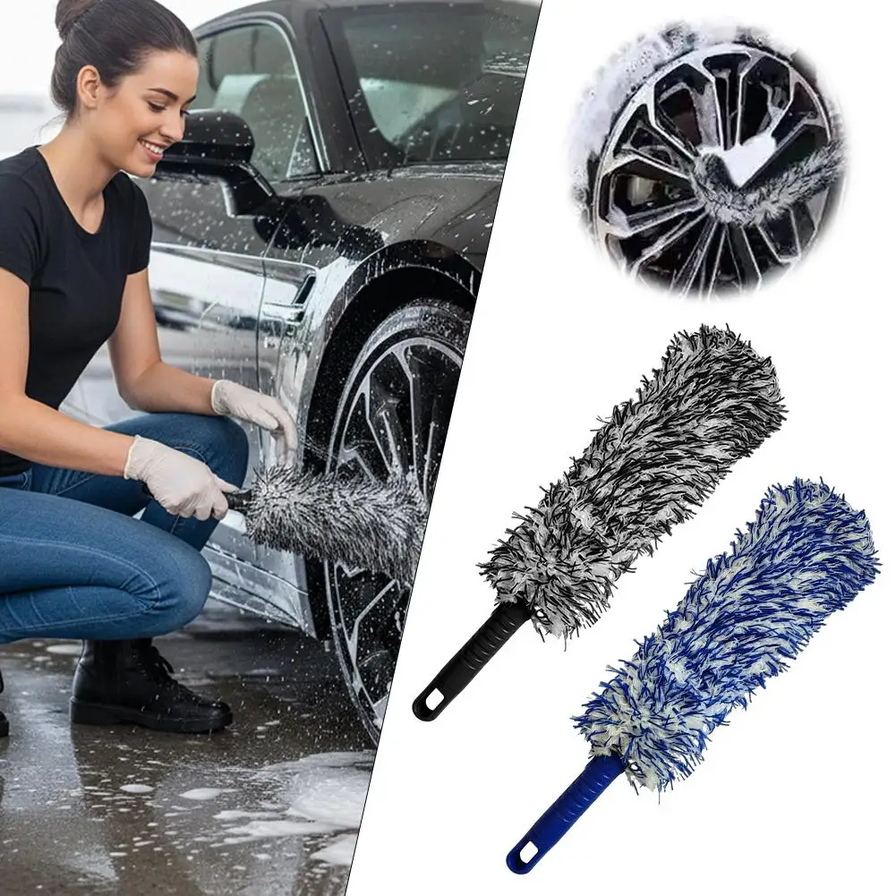 Car Wheel Cleaning Brush Flexible Bendable Rim Tire Detailing Brush Scratch-Free Soft Auto Wheel Hub Wash Tool With Hanging Hole
