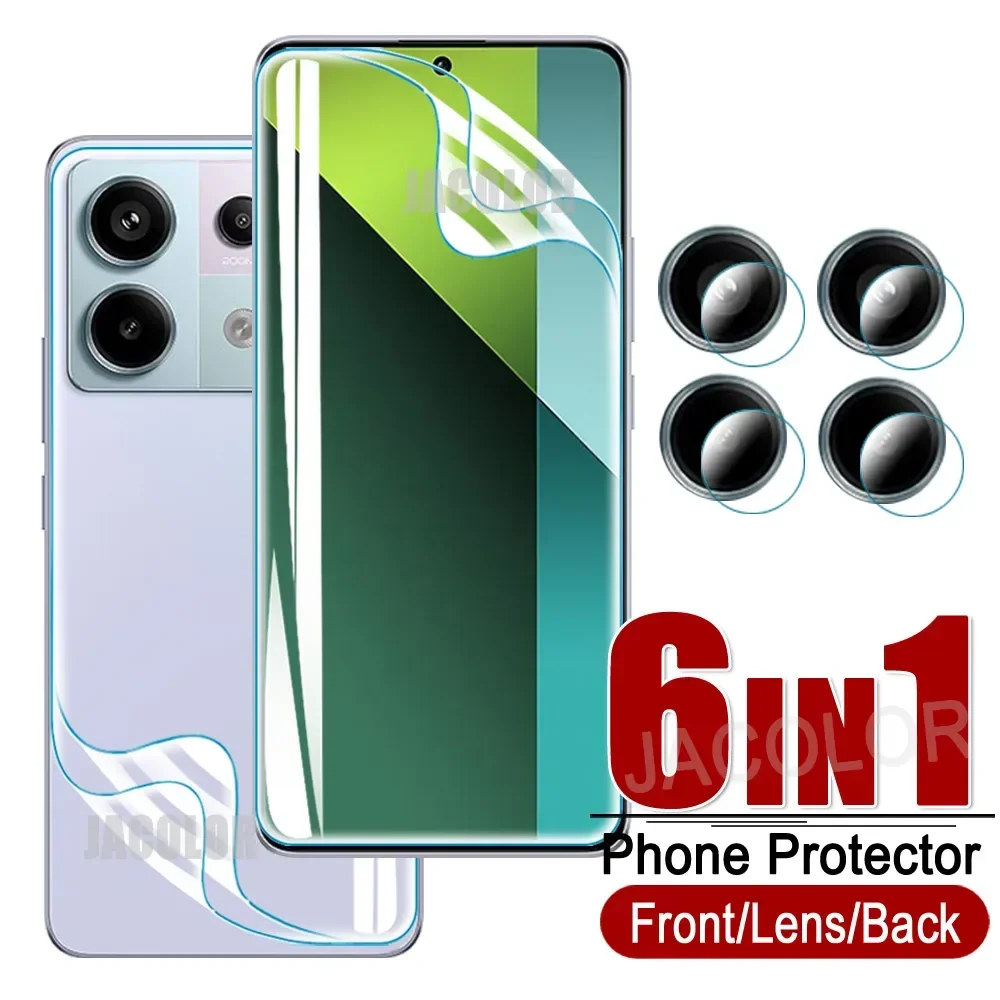 6in1 Safety Hydrogel Film For Xiaomi Redmi Note 13 12S 12 Pro Plus 5G 4G Turbo Speed 13Pro 12Pro Camera Lens Gel Screen Protetor