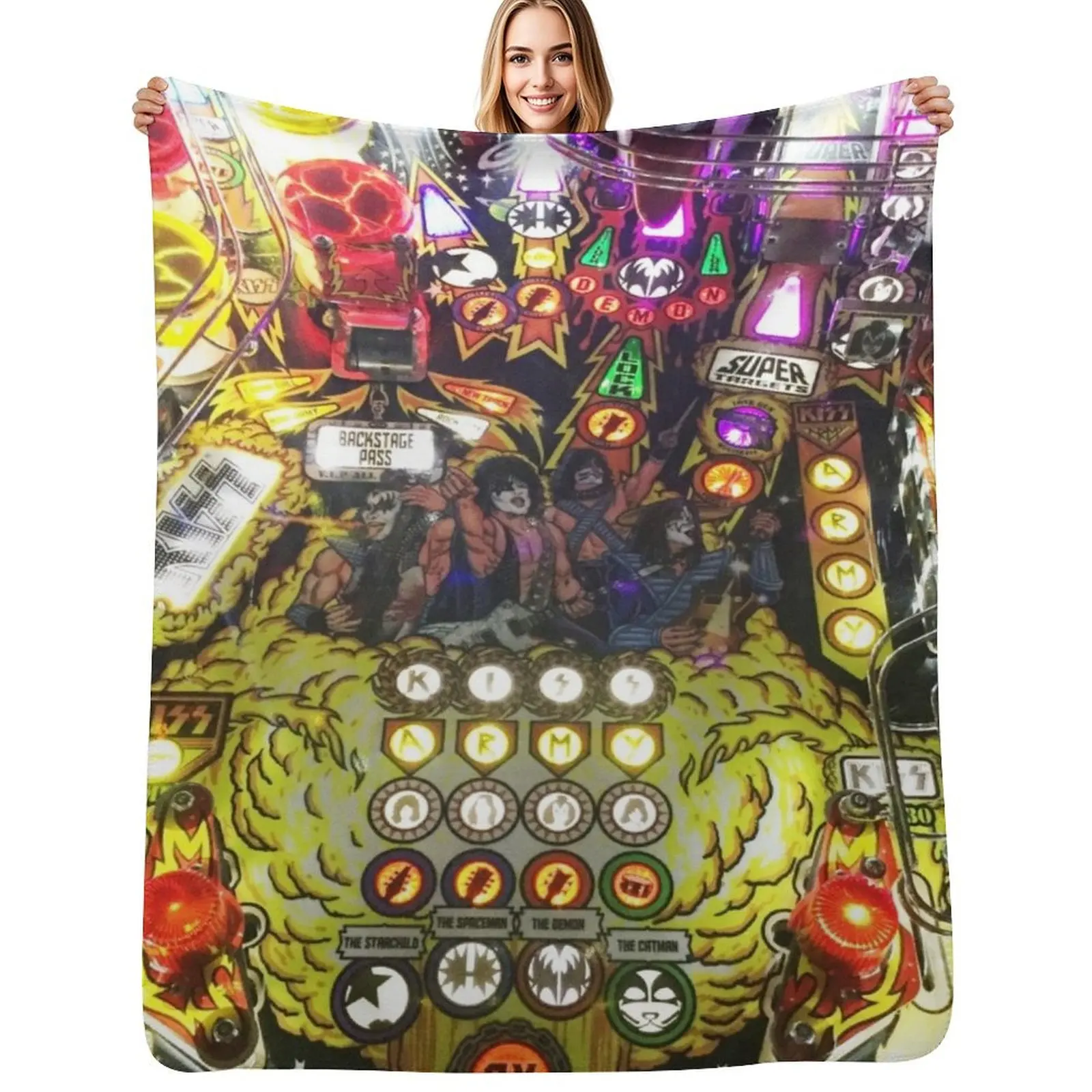 Pinball Machine Throw Blanket Thin Bed linens For Decorative Sofa sofa bed Flannel Fabric Shaggy Blankets