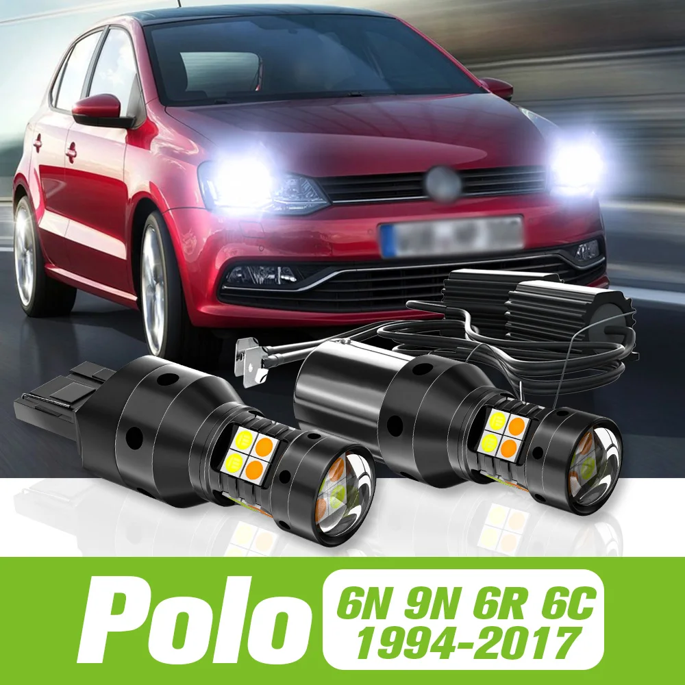 

2pcs For Polo 6N 9N 6R 6C 1994-2017 Dual Mode LED Turn Signal+Daytime Running Light DRL 2001 2008 2009 2010 2016 Accessories