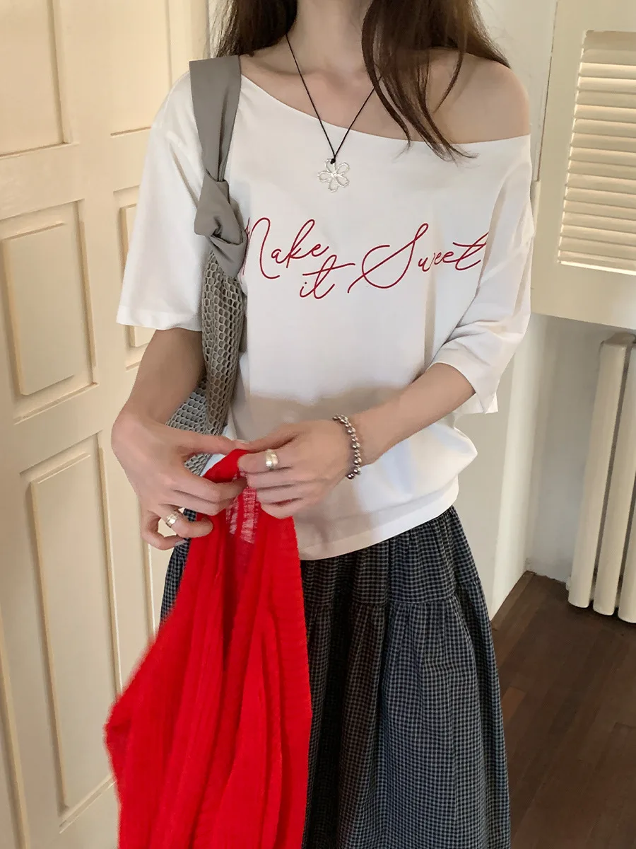 

Off Shoulder T-Shirt Scene 2000S Emo Womens Slit Detail Design Fashion Cut Opening Split Cool Trendy Chic Sexy Casual Simple Ins