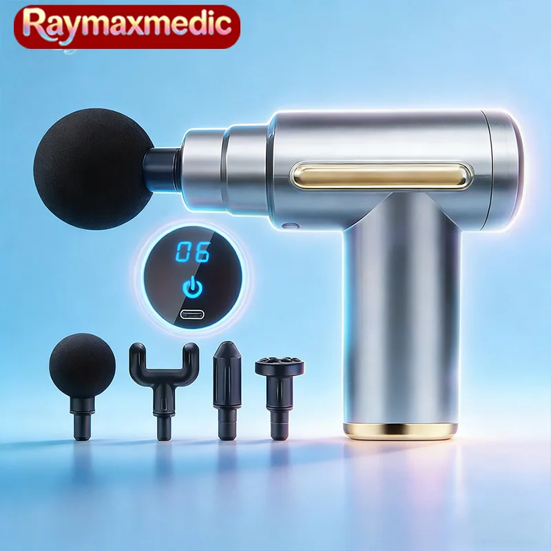 

Массажный пистолет Raymax 30 уровней для глубокого расслабления мышц, массажер для тела и шеи, электрический фитнес-тренажер с шумоподавлением для мужчин и женщин