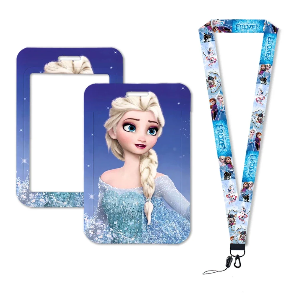 Disney-Frozen Lanyards para Keys, ID, Credit Card Cover, Pass, Mobile Phone Charm, Neck Straps, Badge Holder, Chain Accessories, Gifts