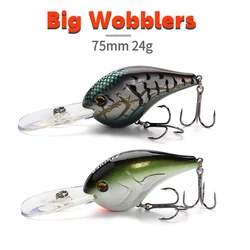 Artificial Hard Plastic 75mm 24g Small Deep Diving Crank Baits Tiny Crankbait Floating Rattles Fishing Lures