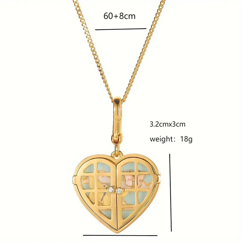1Pc Trend Luxury Openable Butterfly Heart Pendant Necklace for Women Sweet Elegant Party Jewelry Keychain Pendant Halloween Gift