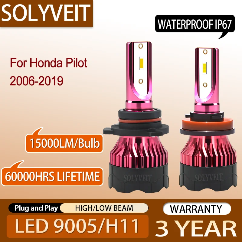 

Waterproof & Shockproof durable 9005 H11 LED HIGH LOW BEAM HEADLAMP FOR Honda Pilot 2006-2012 2013 2014 2015 2016 2017 2018 2019