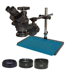 3.5X-90X Simul-Focal Stereo Microscope Single Arm Support With 51MP 2K 1080P Digital Microscopio Camera For Lab PCB Inspection