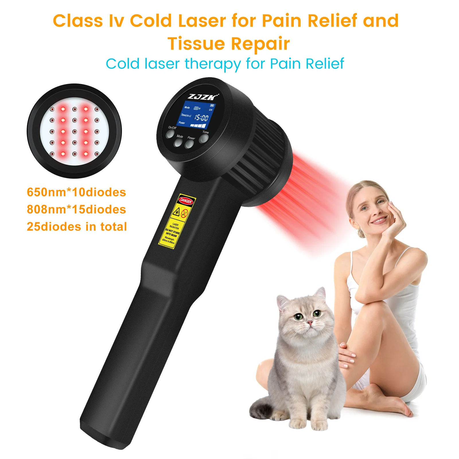 ZJZK Cold Laser Treatment For Carpal Tunnel Syndrome Physical 650nmx10diodes+808nmx15diodes In Physical Therapy Arm Pain