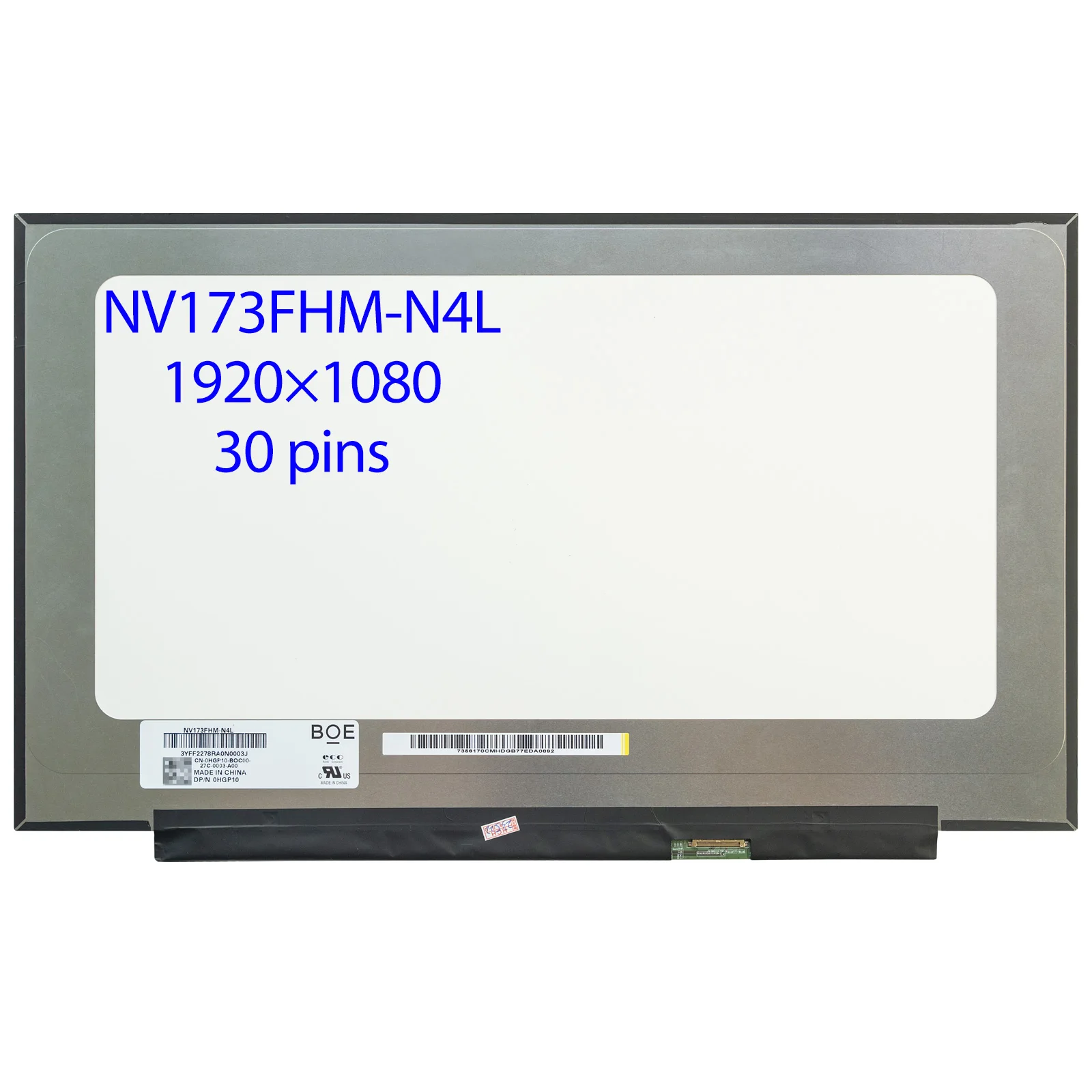 

17.3'' IPS Laptop LCD Screen NV173FHM-N4L fit NV173FHM-N4F N173HCE-E3B 500 nits DP/N 0HGP10 0VC9P0 FHD 1920x1080 30pins