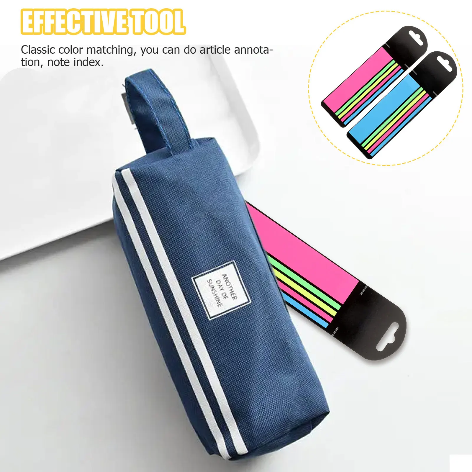 

2 Boxes Colorful Self Adhesive Reading Strips Fluorescent Sentence Markers Portable Highlight Strips for Children Students