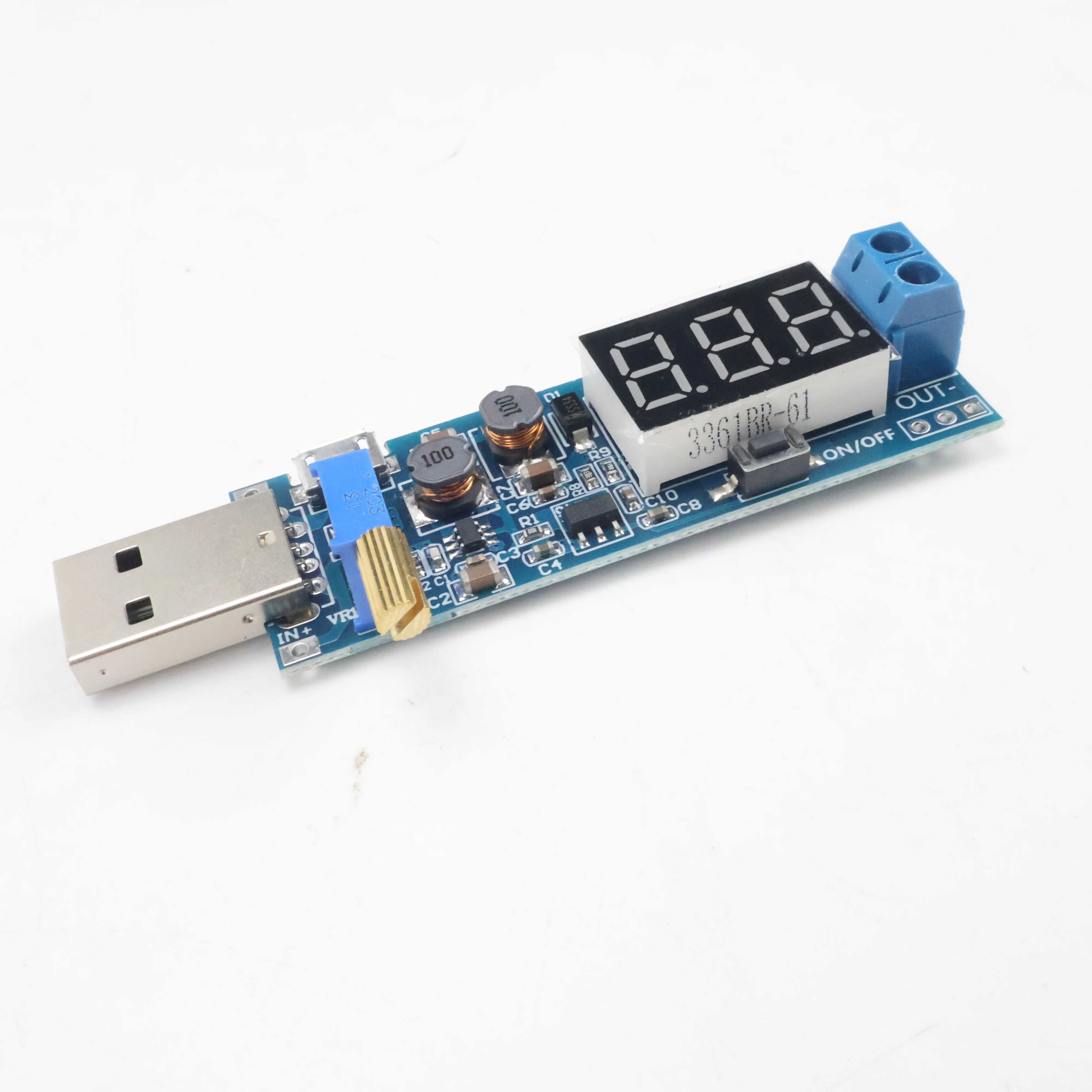1pcs DC-DC Boost Buck Adjustable Power Module 5V/12V to 1.2V-24V USB Input with Digital Display Low Power 3W Converter Board