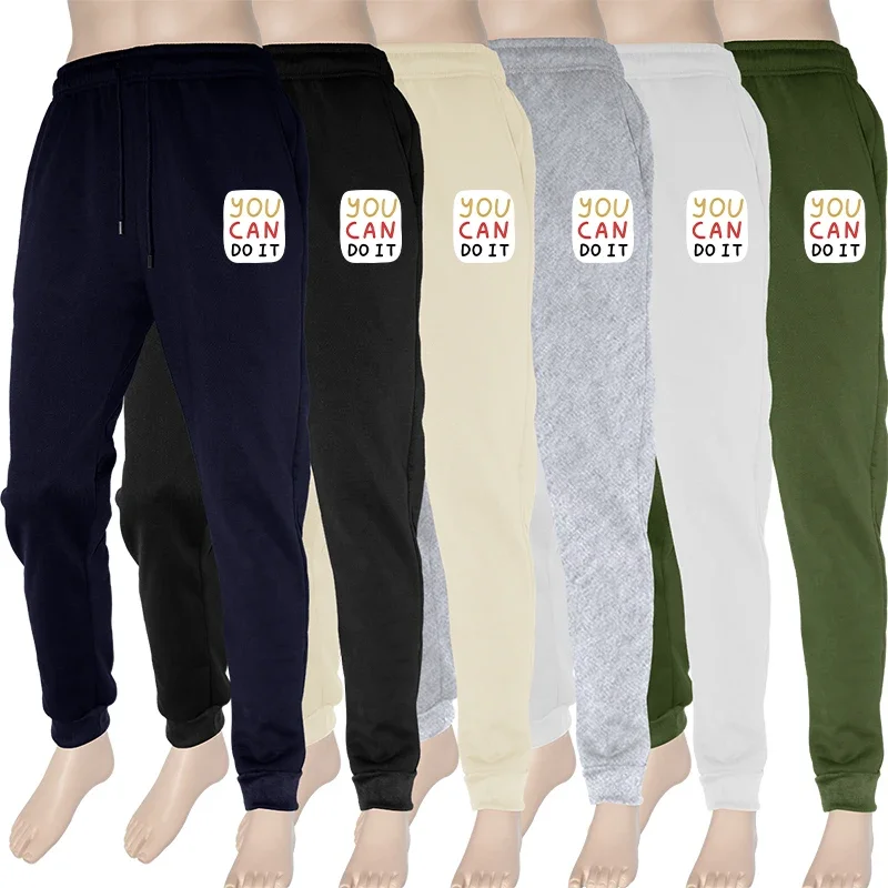 กางเกงวอร์มผู้ชายแบบแอคทีฟ แอธเลติก ผ้าฟลีซ มีกระเป๋าซิปและเชือกผูก