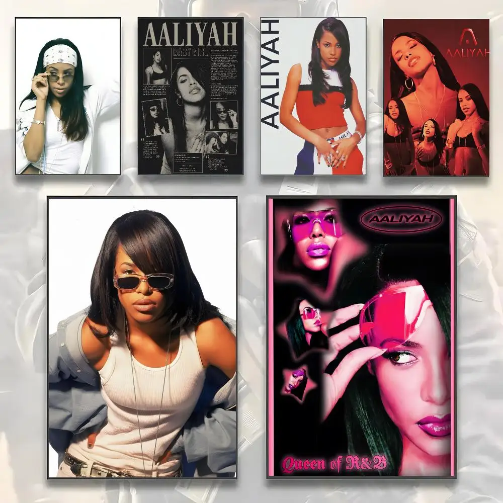 Aaliyah Singer RNB Soul Poster Self-adhesive Advanced Aesthetic Printing Paper Wall Art for Living Room Home Decor