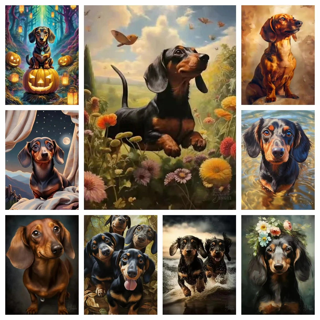 Cute Cartoon Pet Dog Dachshund 5D Diamond Painting Art Mosaic Portrait DIY Diamond Embroidery Room Home Decor Handicraft