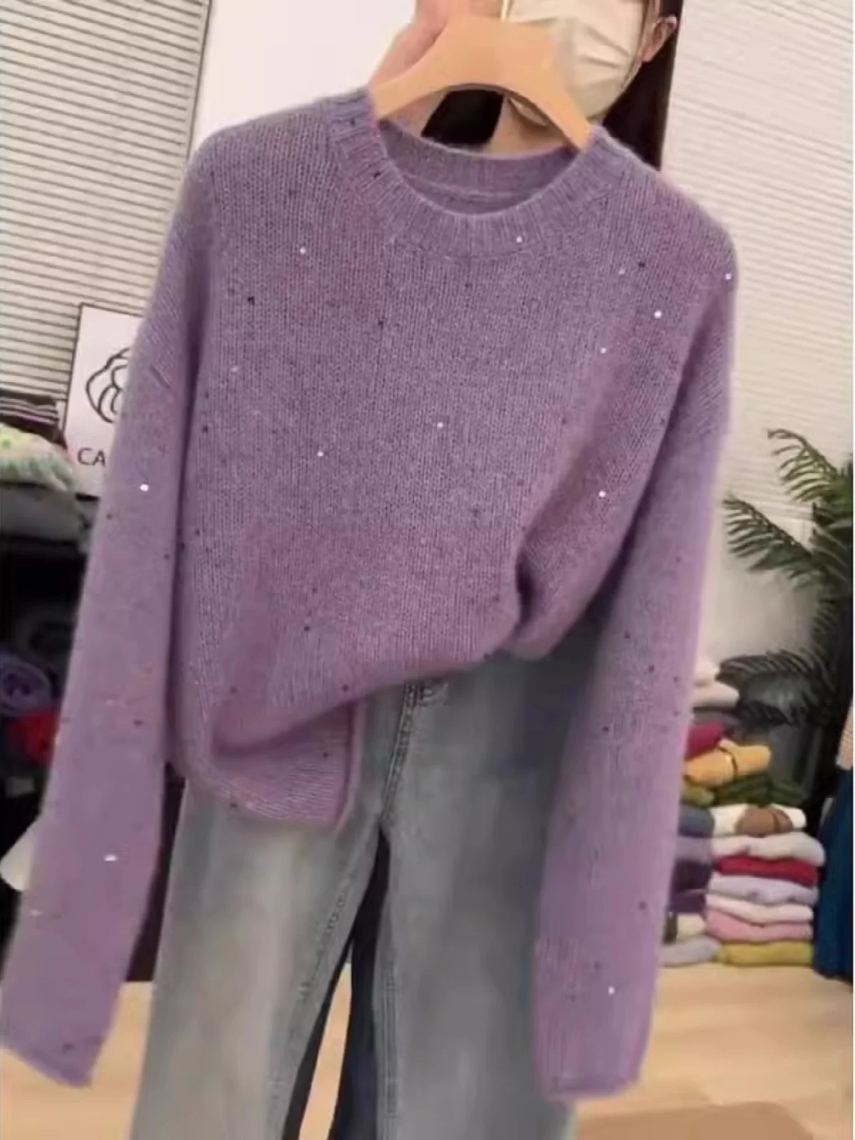 

Свободный вязаный свитер для женщин, базовый слой, весенняя новинка, большие размеры, японский стиль, премиум-класс, 2025, большие размеры, утягивающий трикотаж