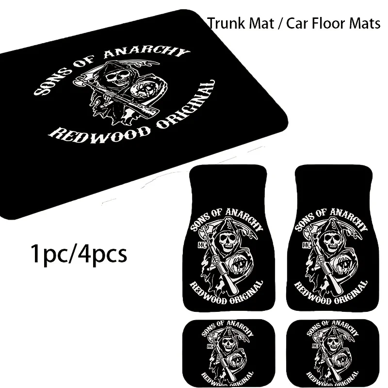 1pc/4pcs Sons Of Car Floor Mats - Absorbent, Non-Slip, Suitable For Front And Rear Seats - Car Trunk Mat Fits Polyester Interior