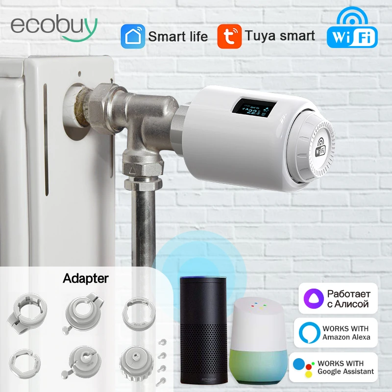 Tuya Wifi Thermostatic Radiator Valve Wifi Thermostat Connected Thermostatic Head Smart Radiator Valve TRV Alexa Google Home