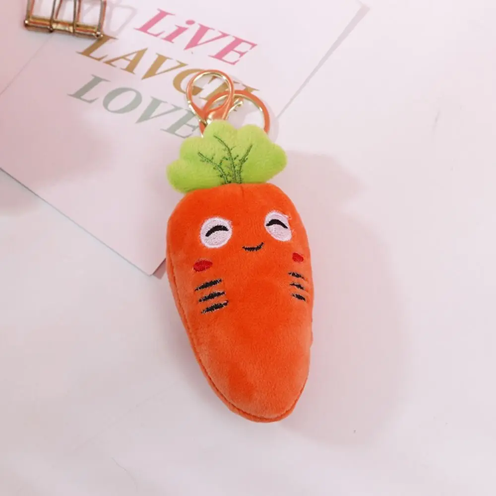 Llavero con dijes para mochila, decoración de zanahoria, llavero de dibujos animados, llavero de zanahoria de felpa, vegetales