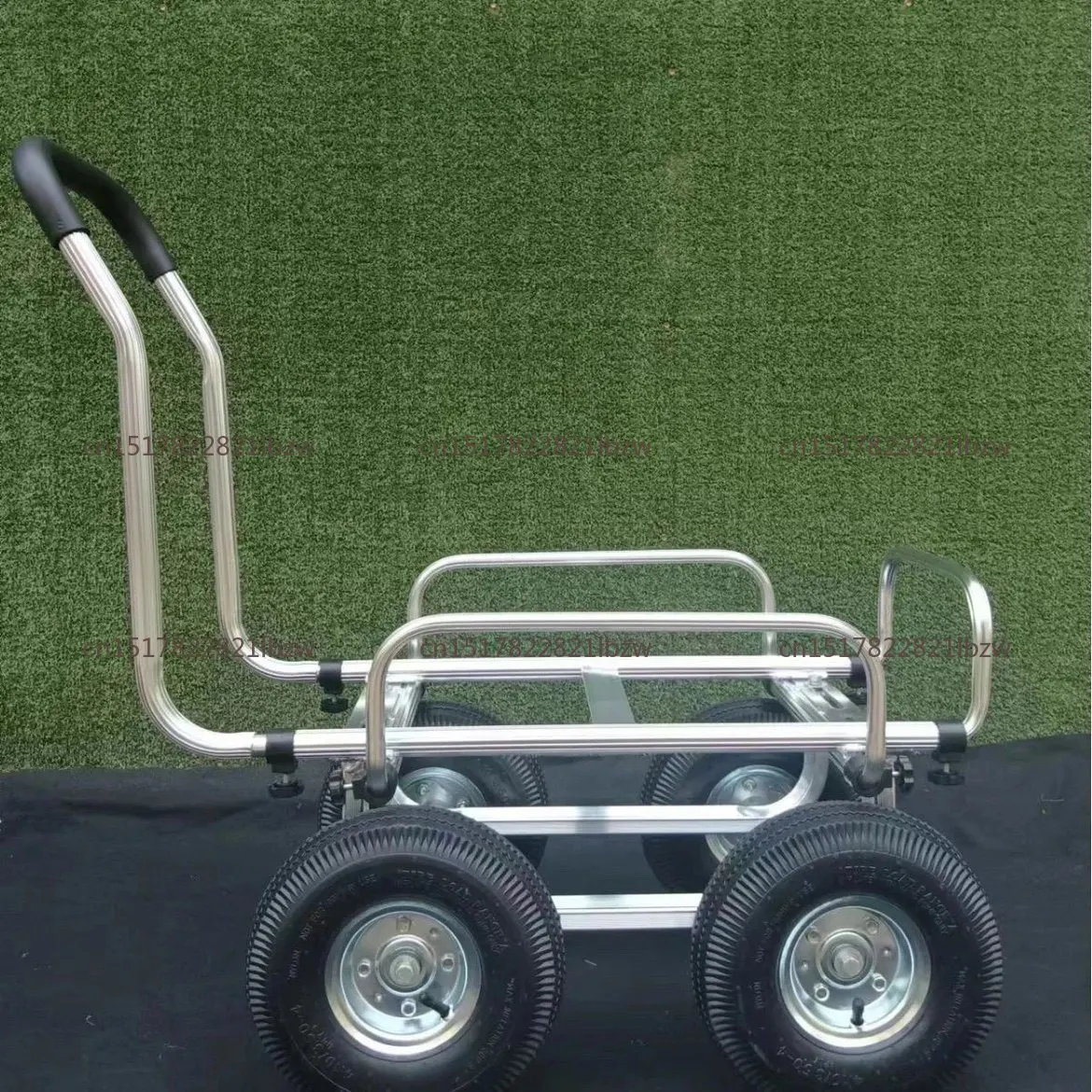 Aluminum four-wheel silent flat trolley with frame four-wheel pulling flat trolley