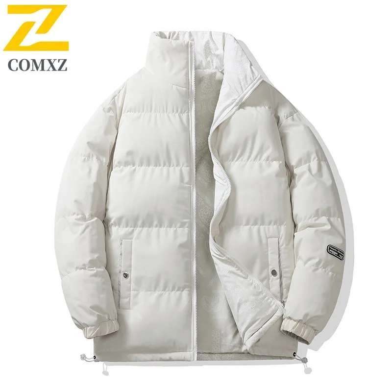 COMXZ Lightweight Parker Coat Thick Stand Collar Minimalist Skiing Cotton Padded Jacket High Quality Winter Jacket Mens Clothing
