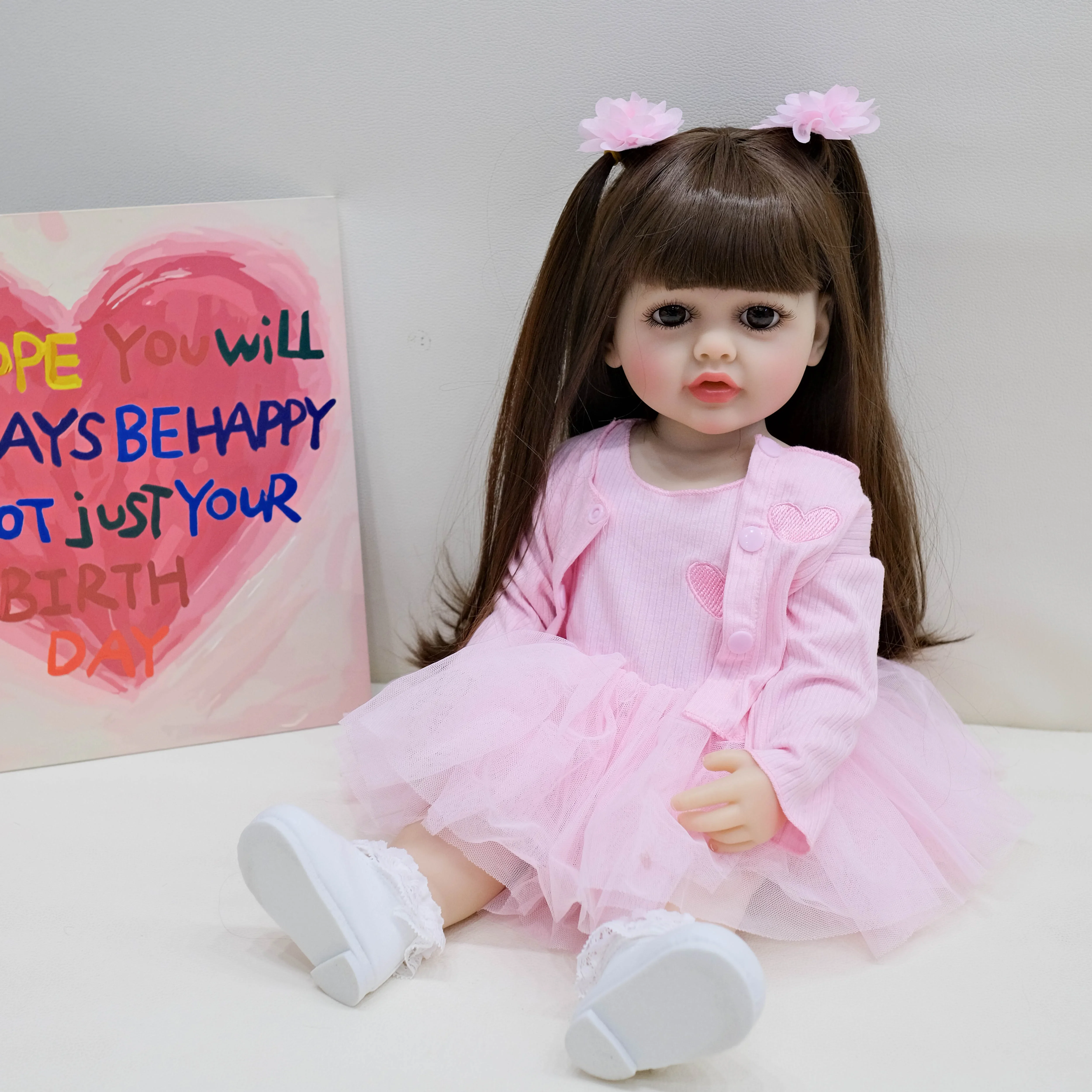 55CM Full Body Betty Soft Silicone Vinyl Reborn Toddler Girl Pretty Princess Lifelike Baby Doll Christmas Gift for Grils