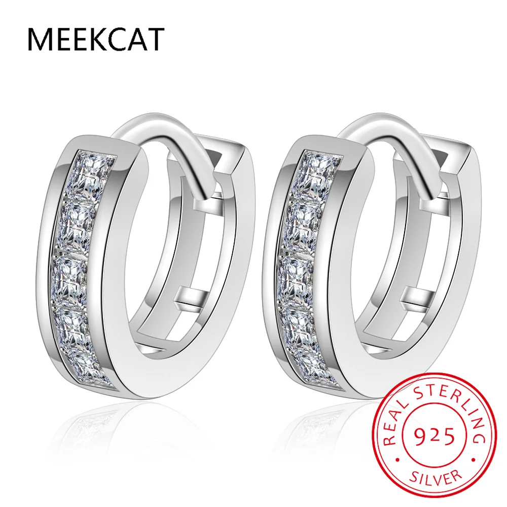 Square High Carbon Diamond Hoop Earrings for Women S925 Silver 18K White Gold Plated Sparkling Fine Jewelry Christmas Gift