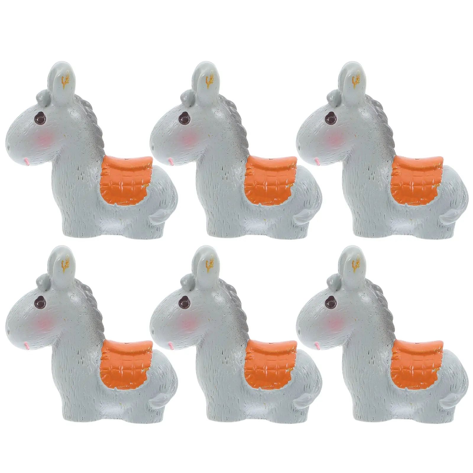

6pcs Mini Donkey Figurines Farm Animal Statues Resin Decor for Garden Desk Crafts L Accessories