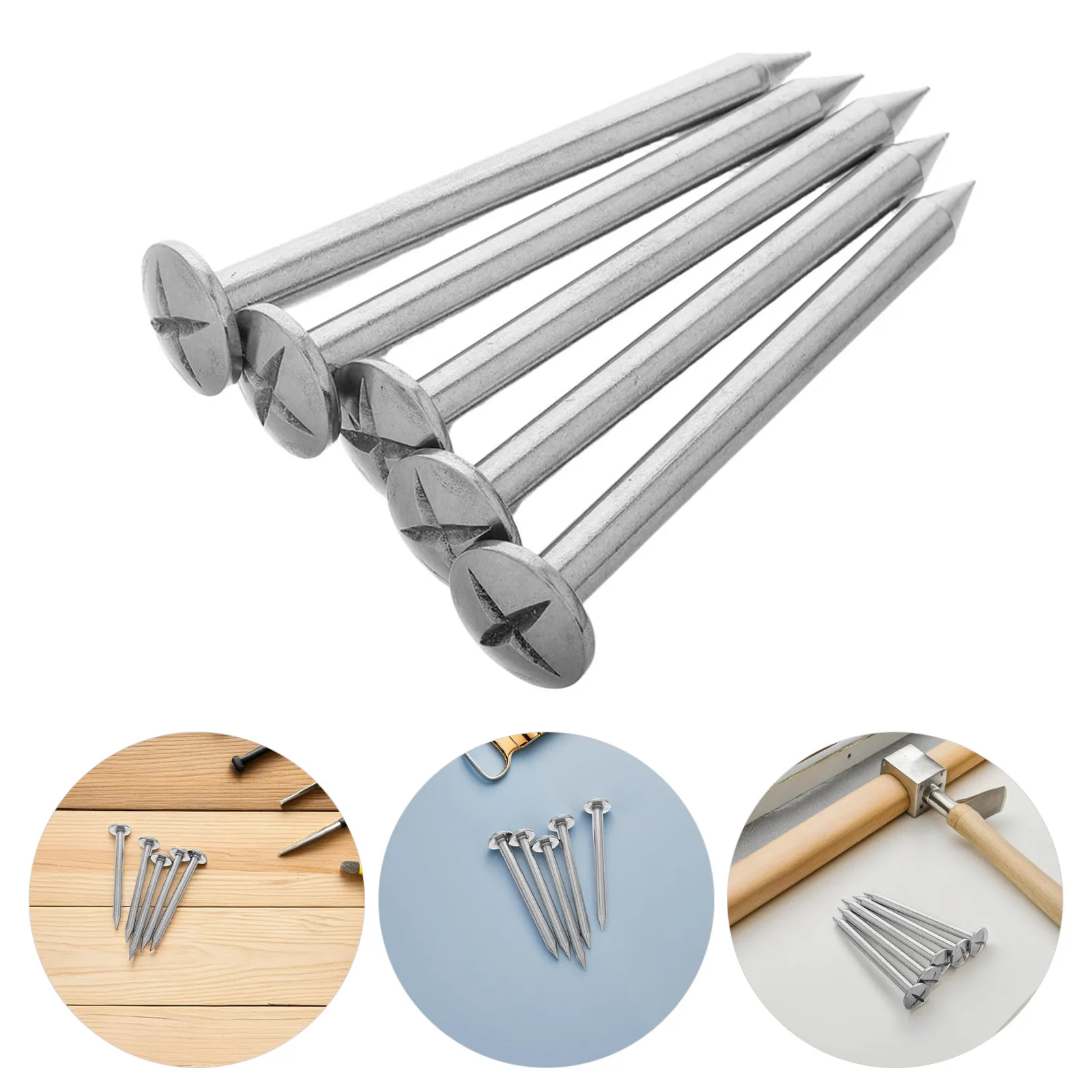 8Pcs Stainless Steel Survey Stakes Permanent Low Profile Property Markers Survey Pin Lawn Line Garden Marking Stakes