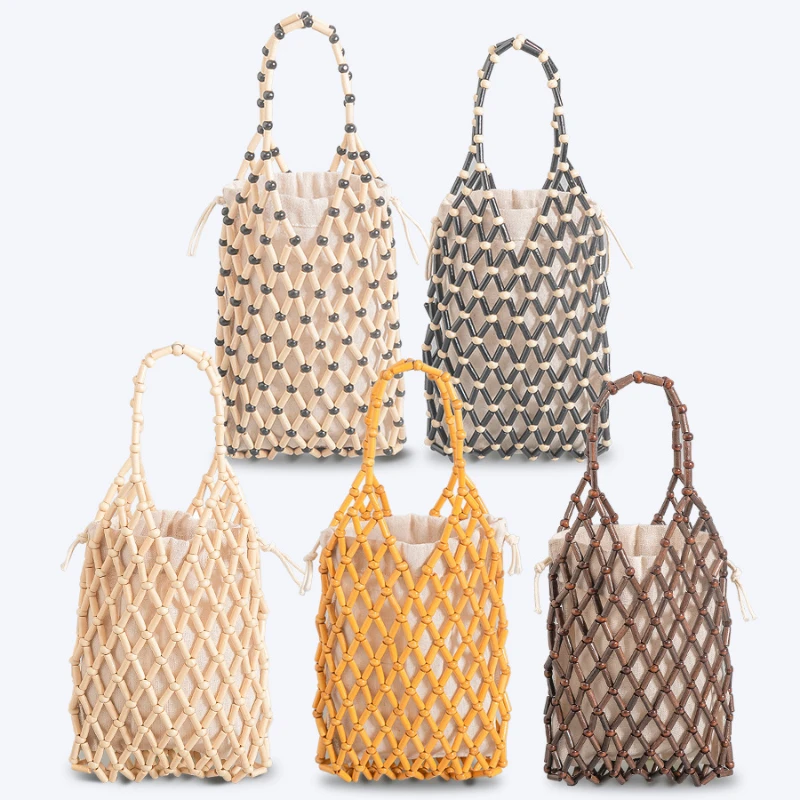 Women Handbag Fashion Luxury Summer Lady Beaded Handbag Summer Beach Holiday Women Wooden Bead Bags