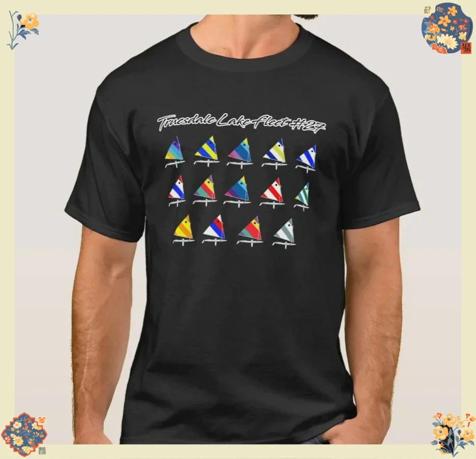 Truesdale Lake Sunfish Fleet. Fashion Sail Colors Design T-Shirt 100% Cotton O-Neck Short Sleeve Casual Mens T-shirt Size S-3XL