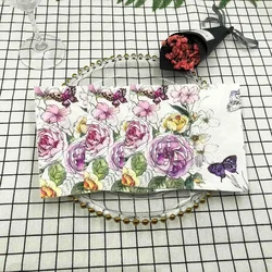 20pcs/Bag Factory Direct New Ins Flowers and Plants Party Hotel Square Colorful Printed Napkins Paper Placemat Mouth Cloth