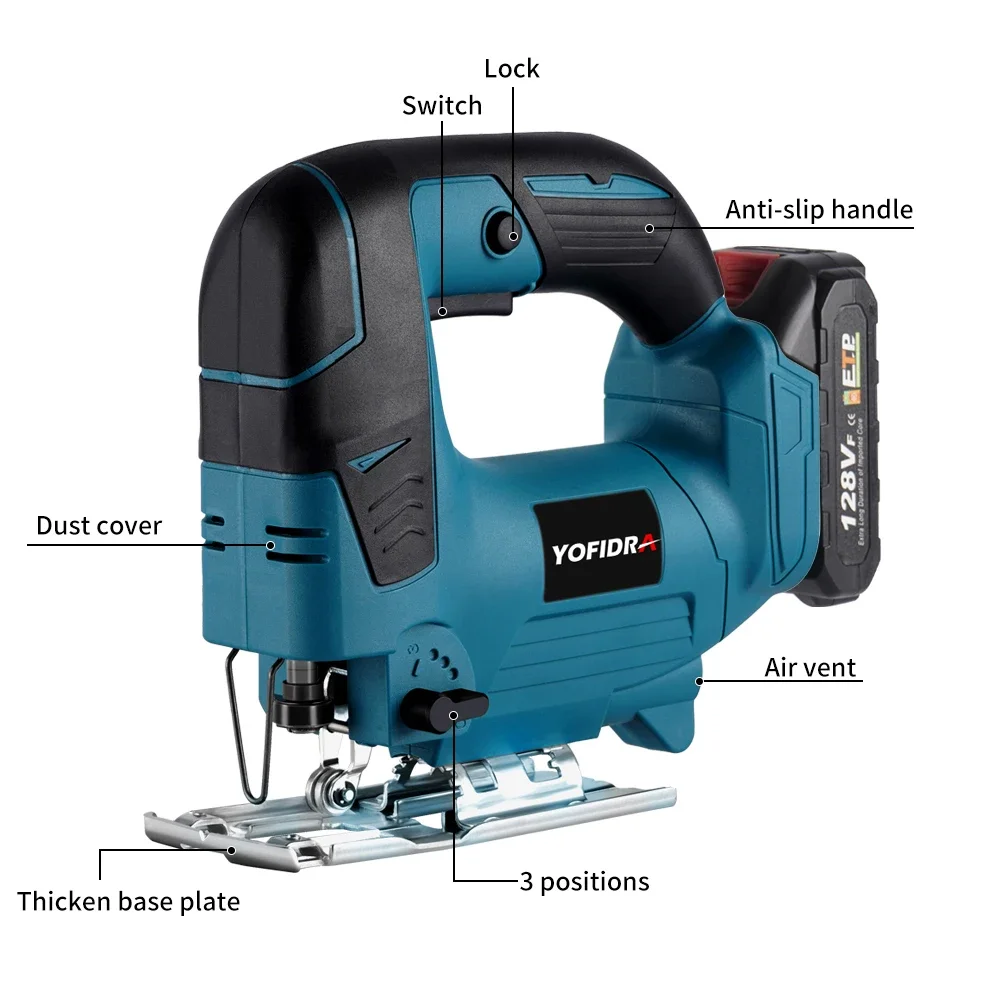 21V Cordless Electric Jig Saw 2900RPM Multi-Function Woodworking Power Tool For Makita 18V Battery with 1 Saw Blade