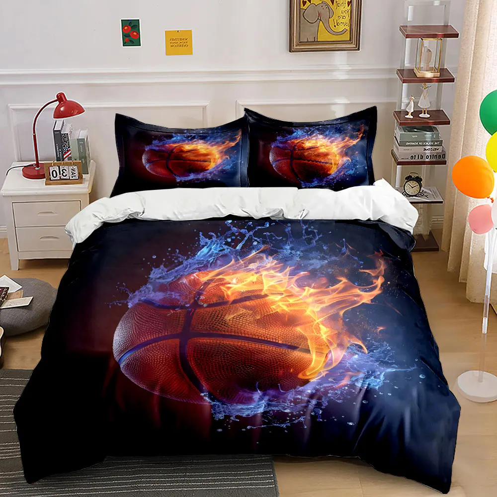 

Fiery basketball splashed with water Bedding Set for Kids Luxury Gift 3pcs Digital Print Comforter Set Soft Comfortable