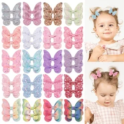 20Pcs 2.7'' Shiny Butterfly Bows Hair Clips for Girls Glitter Hairpins Hairgrip Headwear Kids Hair Accessories Wholesale