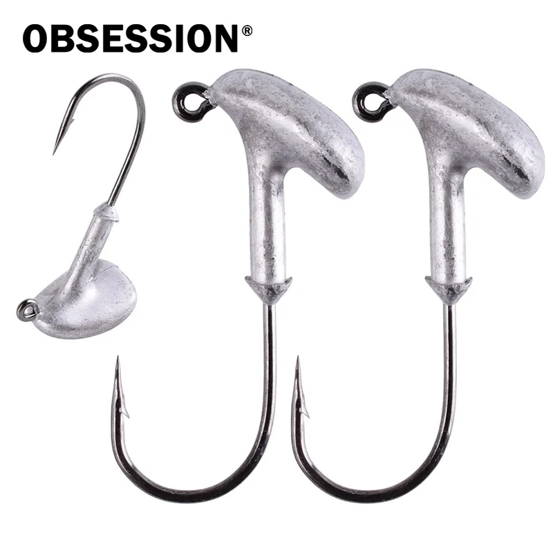 10pcs/bag 3.5g 5g 7g 10g 14g Tumbler Lead Head Hook Jig Bait Fishing Hook For Soft Lure Fishing Tackle Fishing Tackle Accessorie