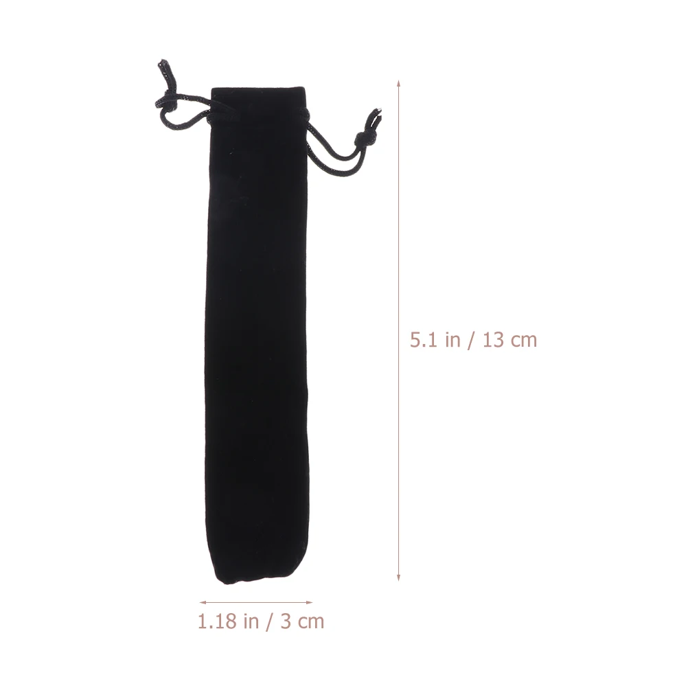 

100pcs Velvets Pouch Drawstring Pen Bag Black Portable Lightweight Small-Sized Writing Supplies Pen Holder Korean School Office