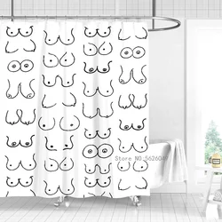 Woman Breast Pattern Shower Curtain Bathroom Curtains Cartoon Funny Boobs Waterproof  Bath Decor with Hooks Custom 180x180cm