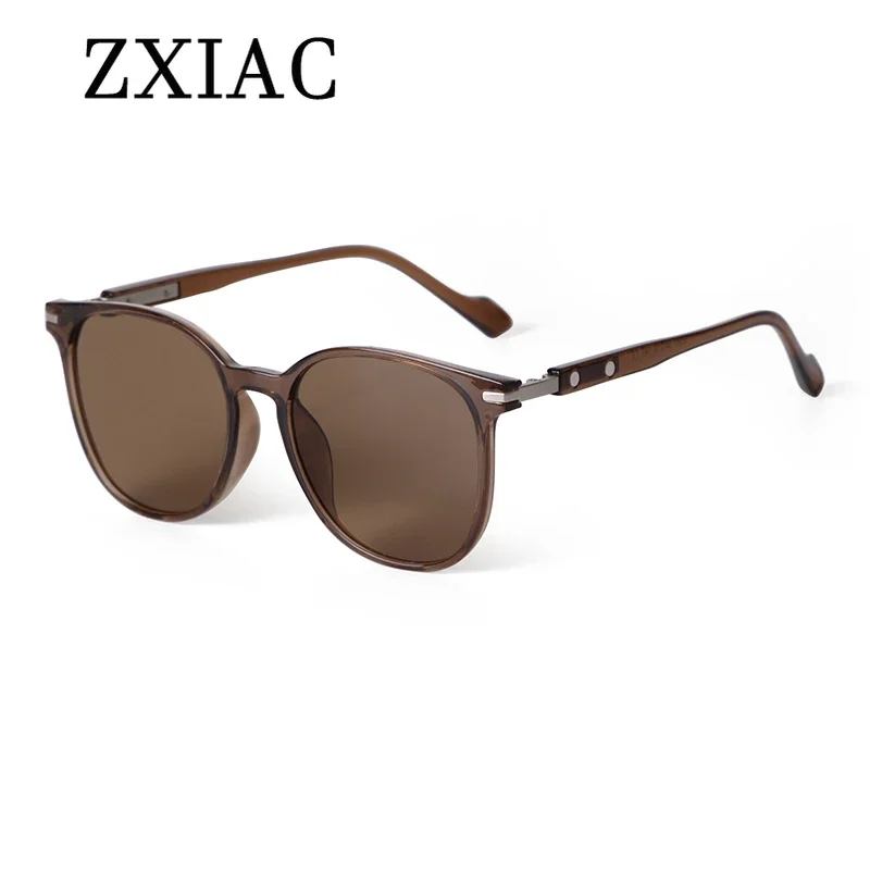 ZXIAC Stylish Large Square Frame Sunglasses Brand Designer Rivet Decorated Sun Glasses Women Men Casual Travel Shades UV400 Male