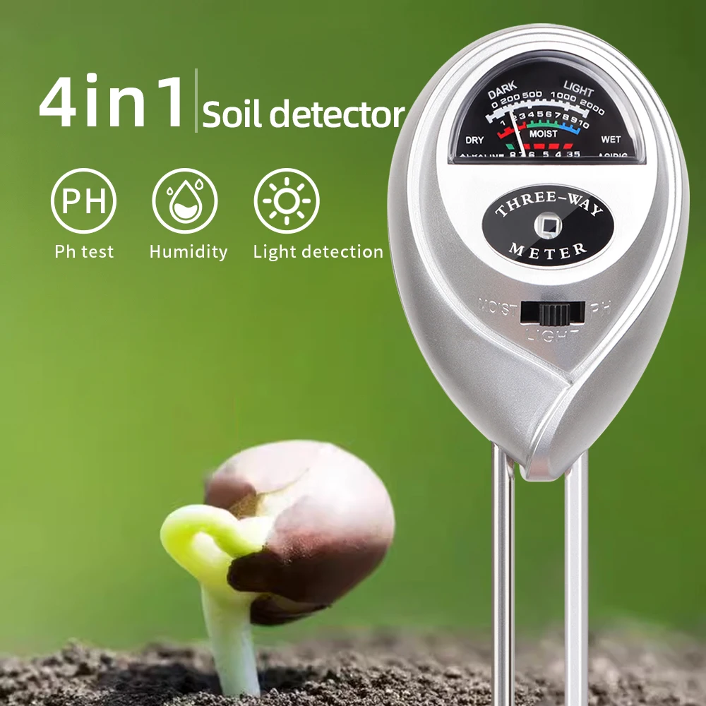 

3 in 1 Soil PH Meter Humidity Sunlight Soil Detector Moisture Soil Tester Acidity Sensor No Battery for Plant Garden Greenhouse