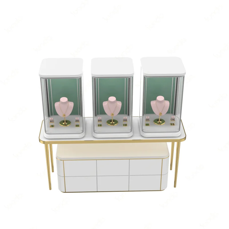 

custom.Factory direct white jewellery display cabinet tempered glass jewellery window display Jade jewelry showcase