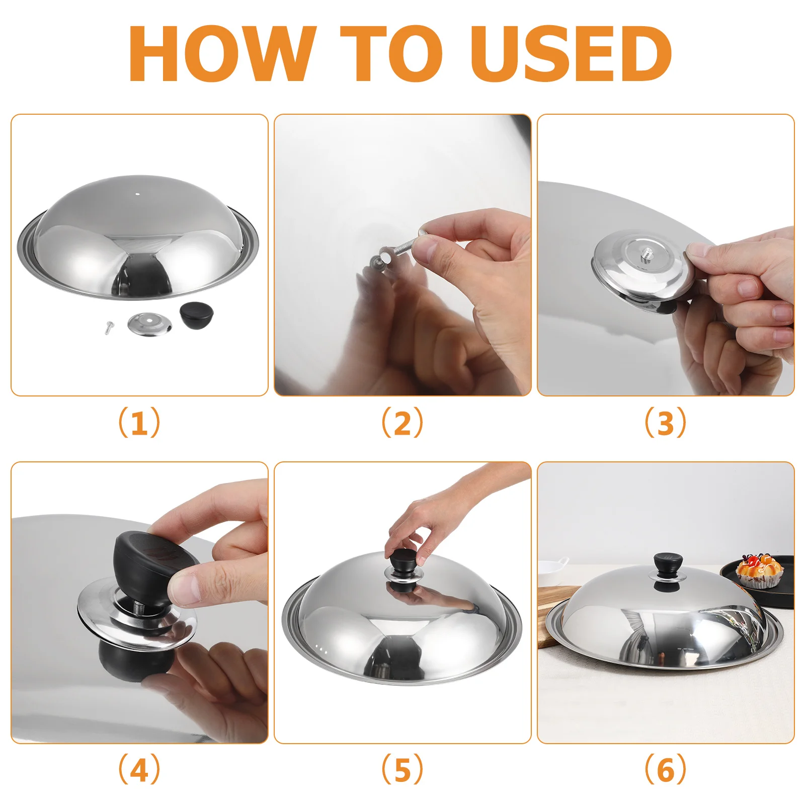 

Stainless Steel Lid 36Cm Anti-Splatter Heavy Duty Cover For Pots Pans Cooking Cover Splatter Guard Lid Tool Kitchen Gadget