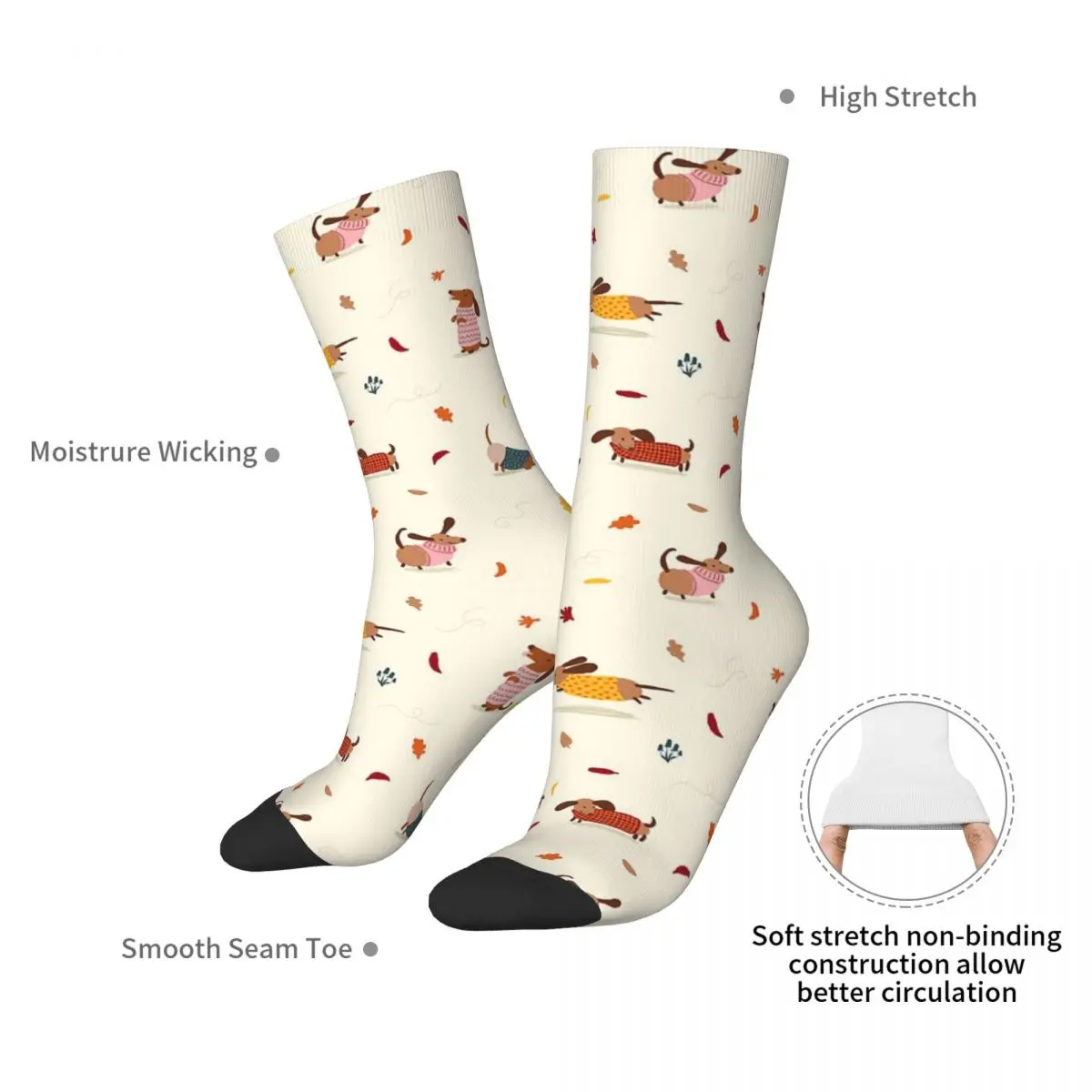 Dachshund cão meias harajuku meias de alta qualidade toda a temporada meias longas acessórios para presente aniversário unisex