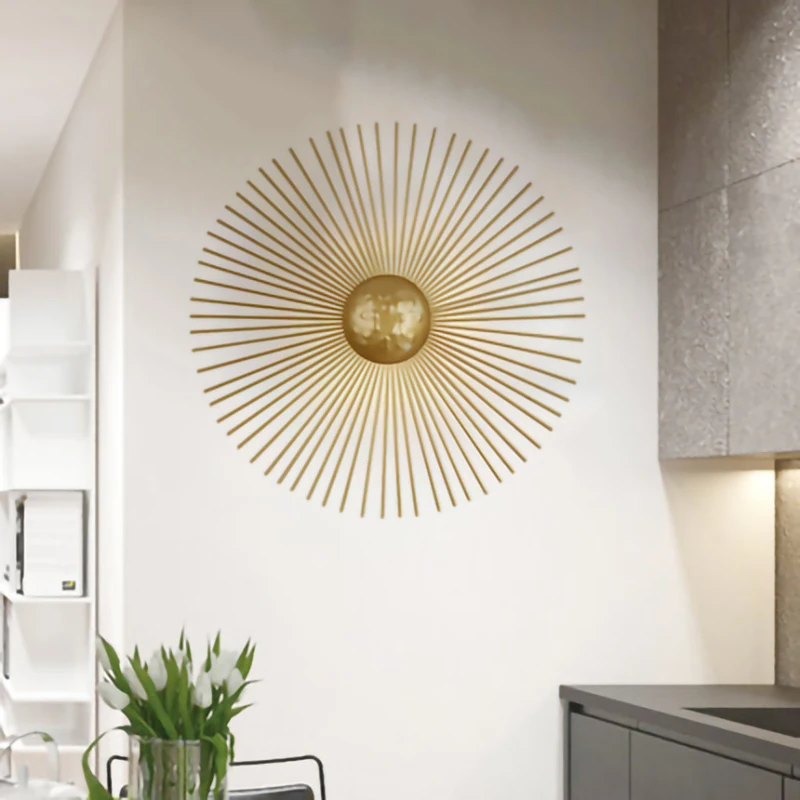 Imagem -03 - Lâmpadas de Parede Led de Metal Circular Dourado Sunsconce para Quarto do Foyer Decoração Home Dourada Moderna Luminária Viva Luxo